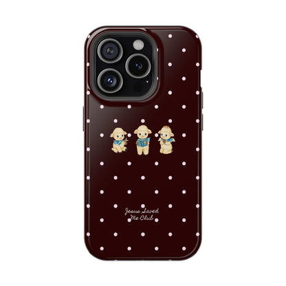 Christian Phone Case – 3 Little Lambs Baby Pink Polka Dot MagSafe Case