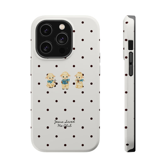 Christian Phone Case – 3 Little Lambs Black Polka Dot MagSafe Case
