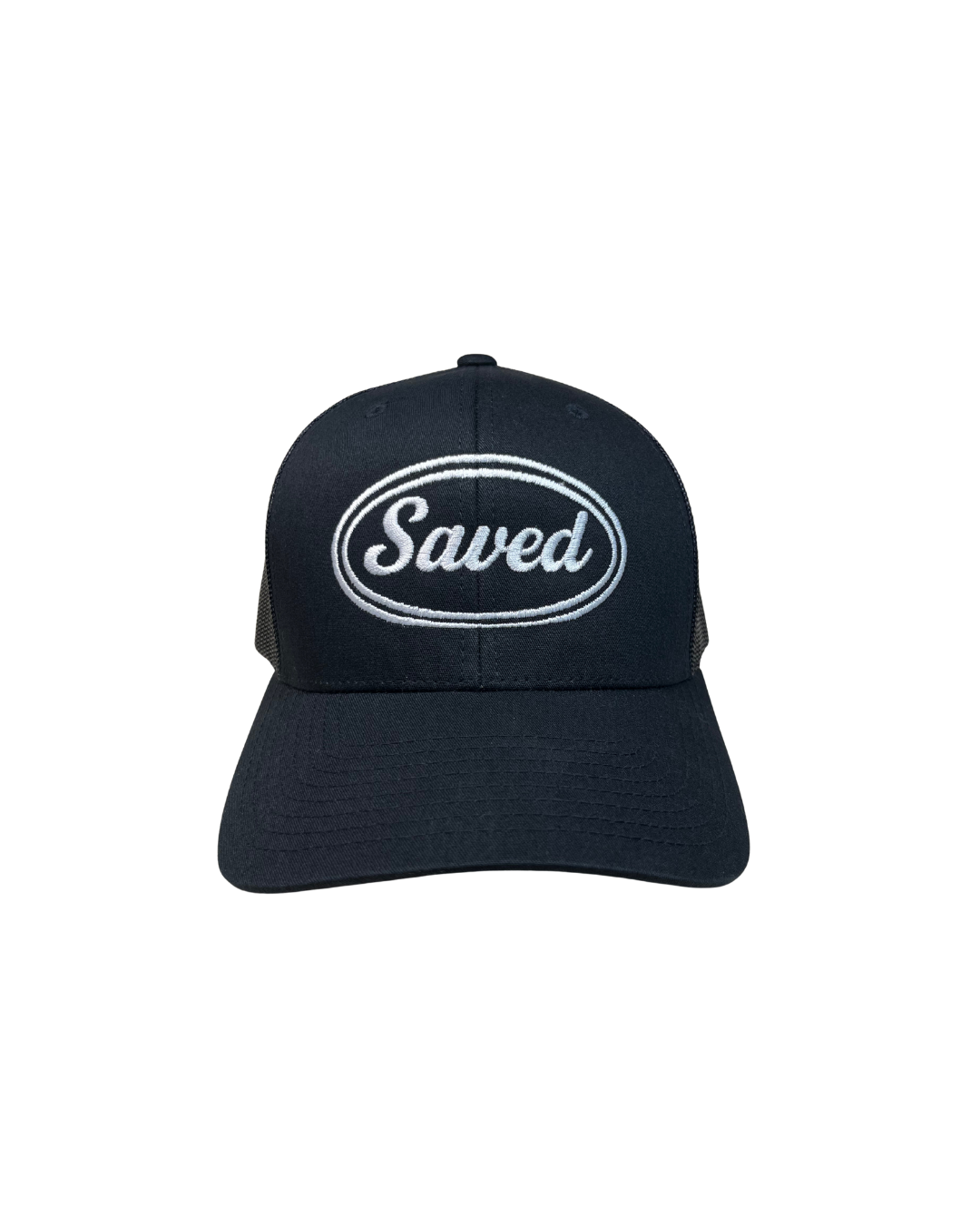 Saved Trucker Hat: White Stitch