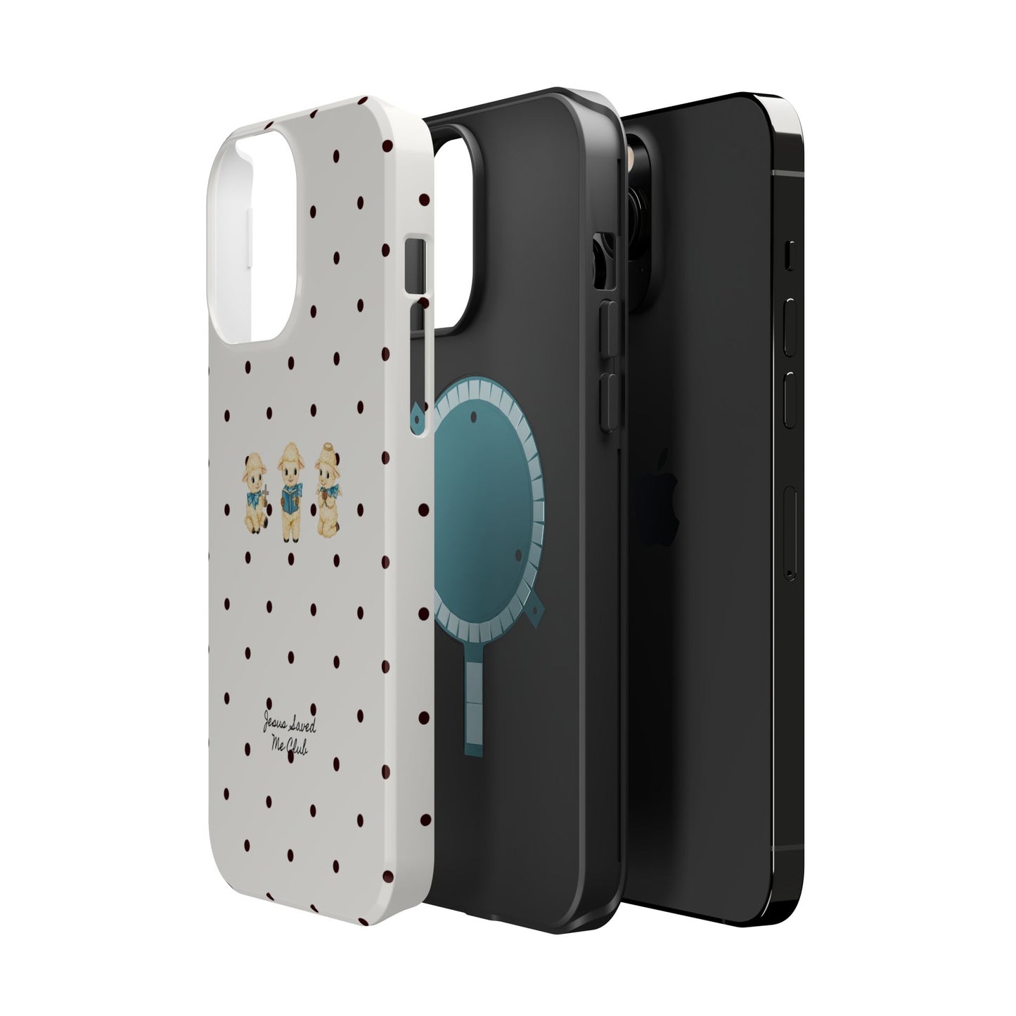 Christian Phone Case – 3 Little Lambs Black Polka Dot MagSafe Case