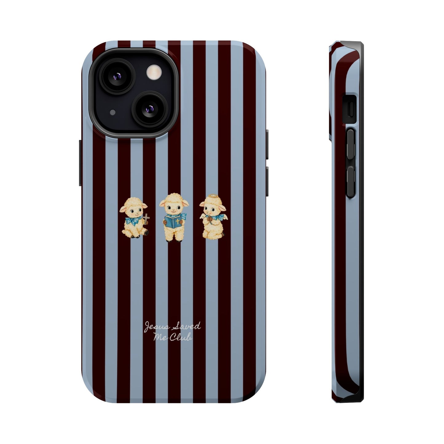 Christian Phone Case – 3 Little Lambs Brown Stripe MagSafe Case