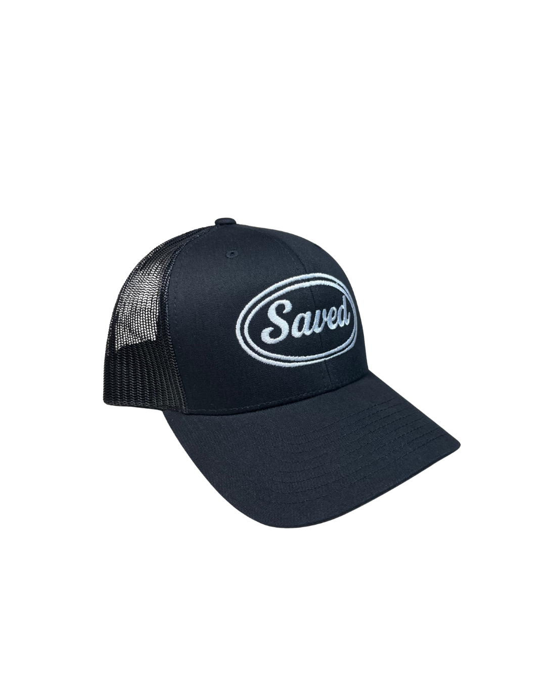 Saved Trucker Hat: White Stitch
