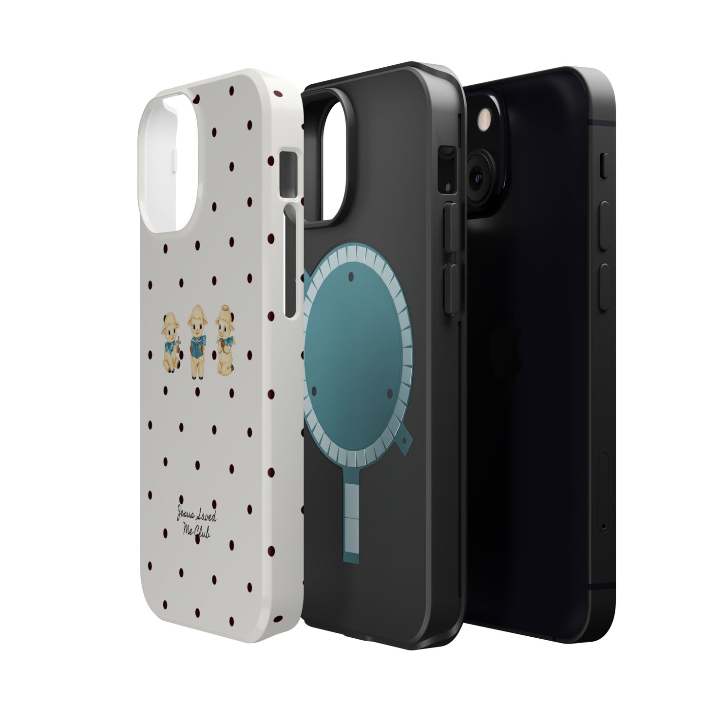 Christian Phone Case – 3 Little Lambs Black Polka Dot MagSafe Case