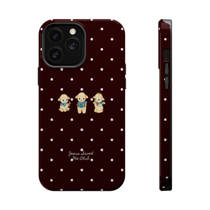 Christian Phone Case – 3 Little Lambs Baby Pink Polka Dot MagSafe Case