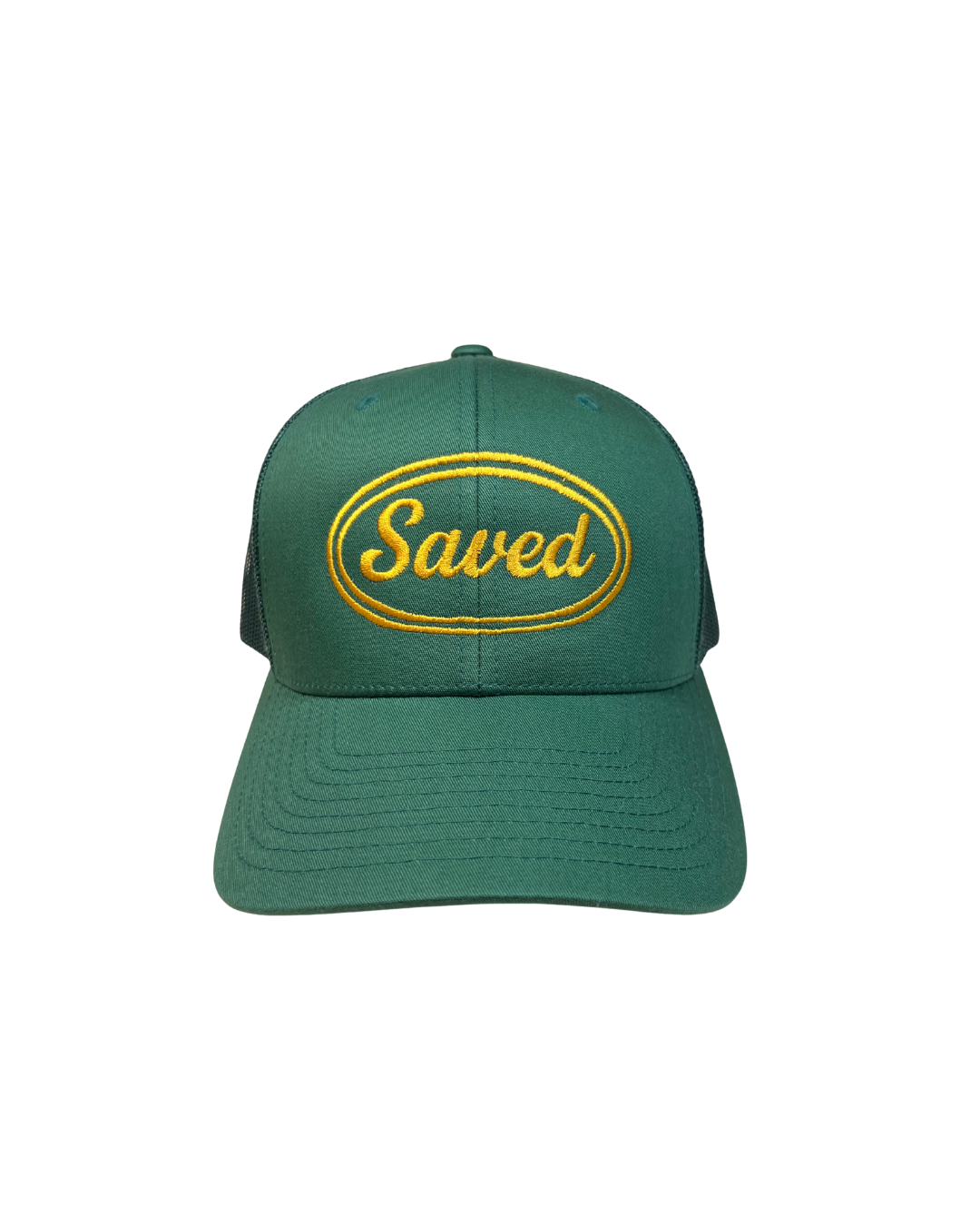 Saved Trucker Hat: Gold Stitch