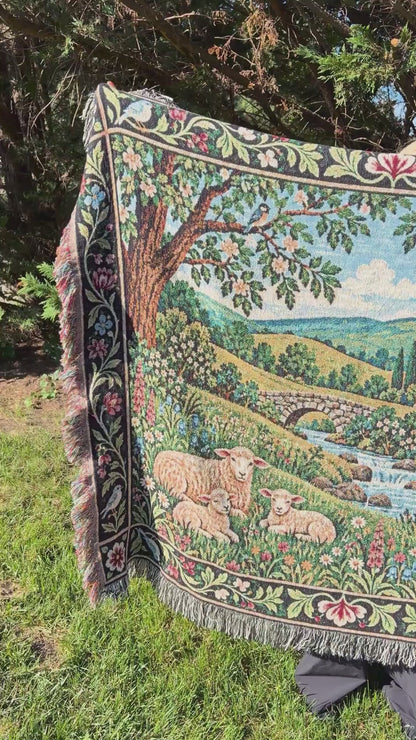 Green Pastures Woven Blanket