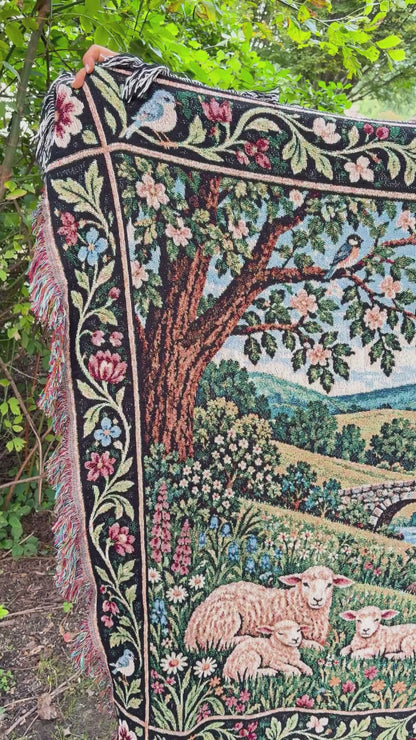Green Pastures Woven Blanket